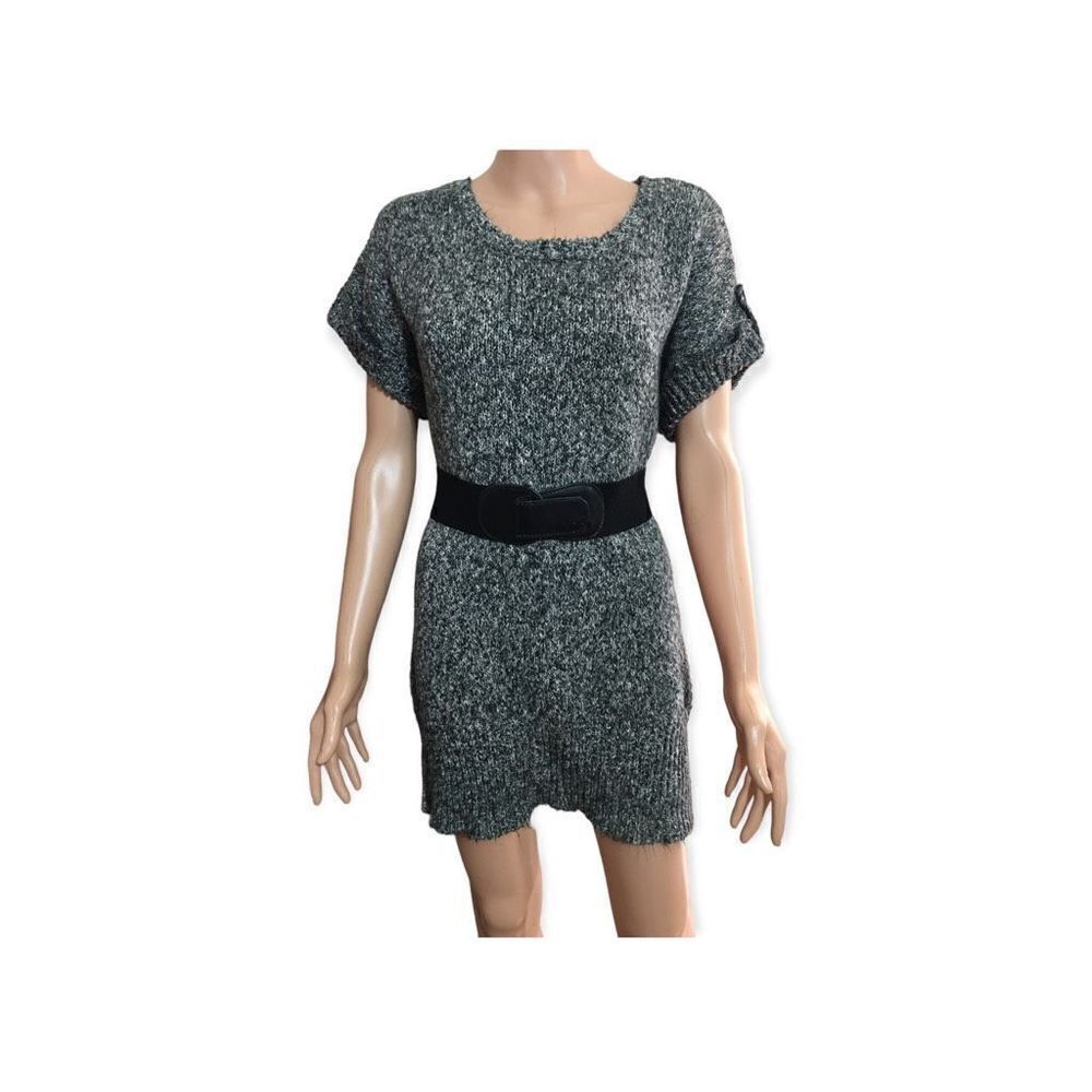 Women’s Grey/Black Belted Tunic Sweater
